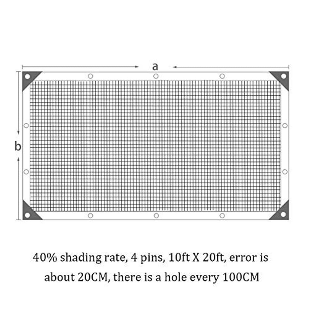 Mesh shade cloth tarp diagram, grid panel with grommet border and corner rings