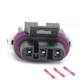 3-pin camshaft sensor wiring harness pigtail connector with purple insulated wires