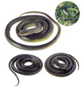 Three rubber snakes with dark textured scales and yellow eye accents, coiled together.