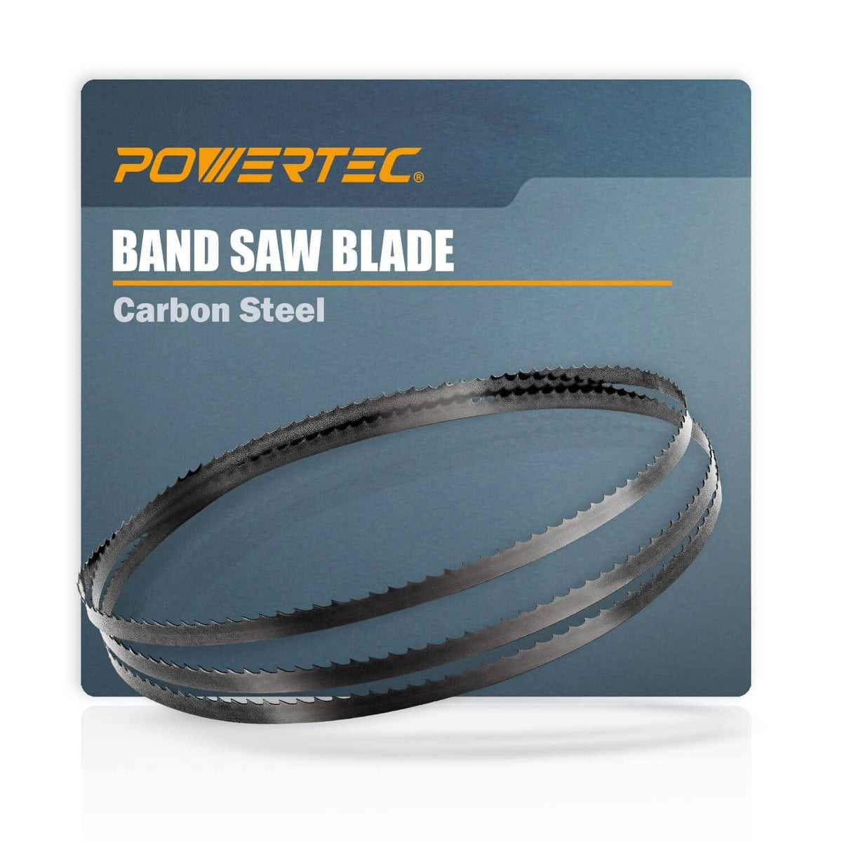 POWERTEC band saw blade, carbon steel; coiled silver blade with teeth