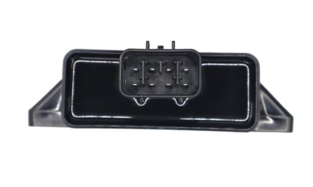 Black ignition CDI module with centered top connector and rear mounting tabs