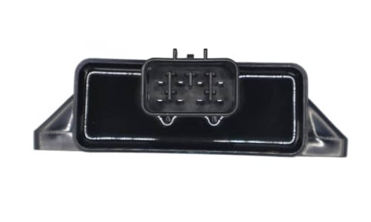 Black ignition CDI module with centered top connector and rear mounting tabs