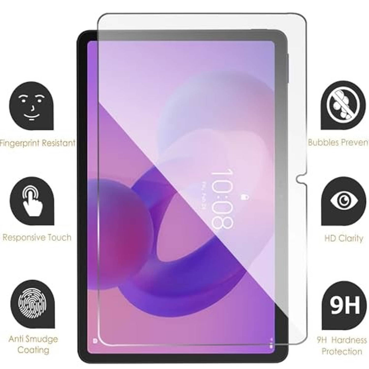 2 tempered glass screen protectors on tablet display, with smooth touch and anti-scratch fit