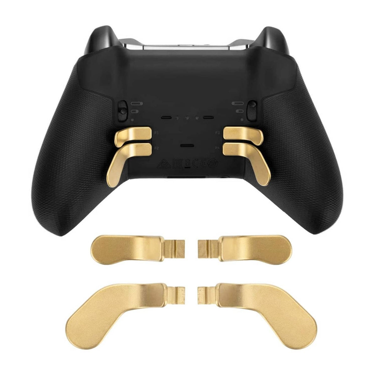 Controller control paddles set in black with gold trigger grips for Elite Series 2