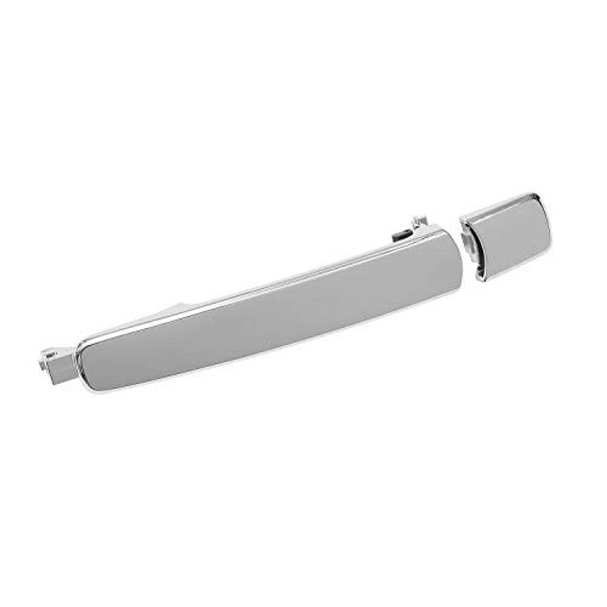 Exterior chrome door handle with smooth lever bar and end cap