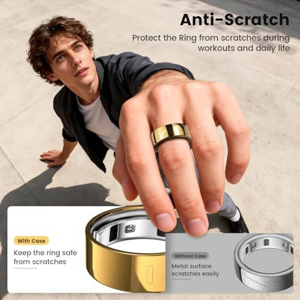 Gold and silver Oura ring covers with anti-scratch protective case for everyday wear