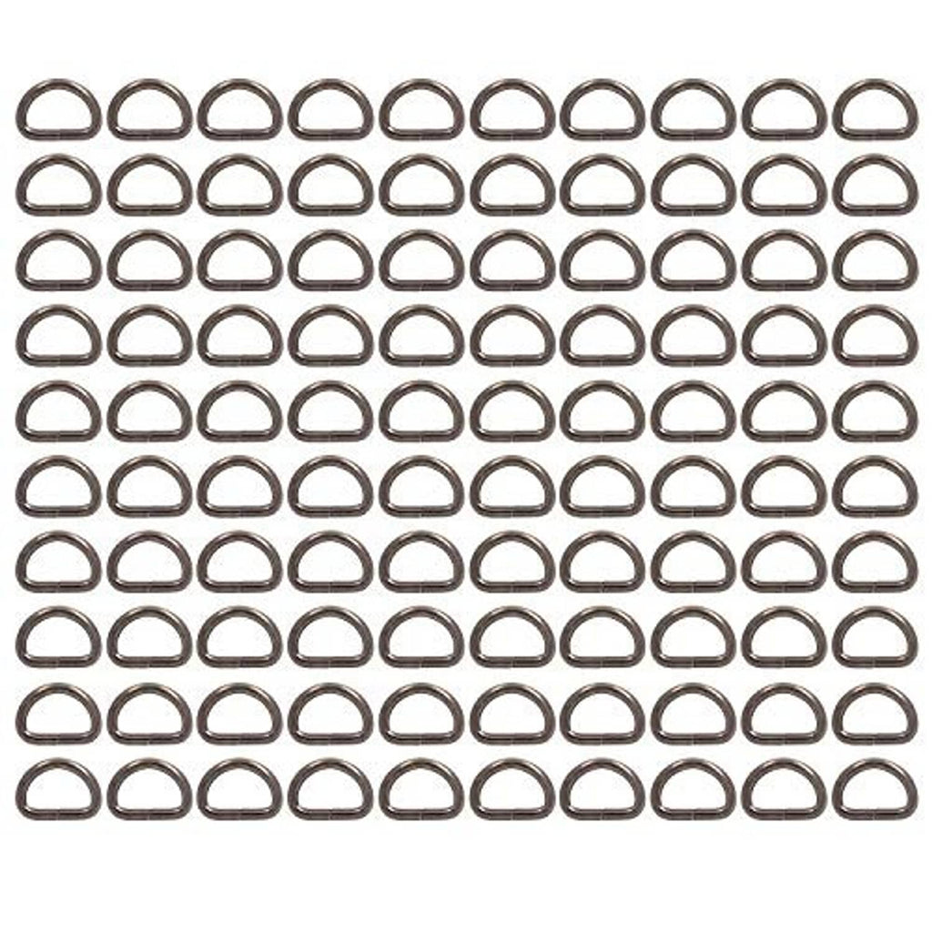 Metal D-ring buckle for webbing, dark bronze tone, non-welded set of rings