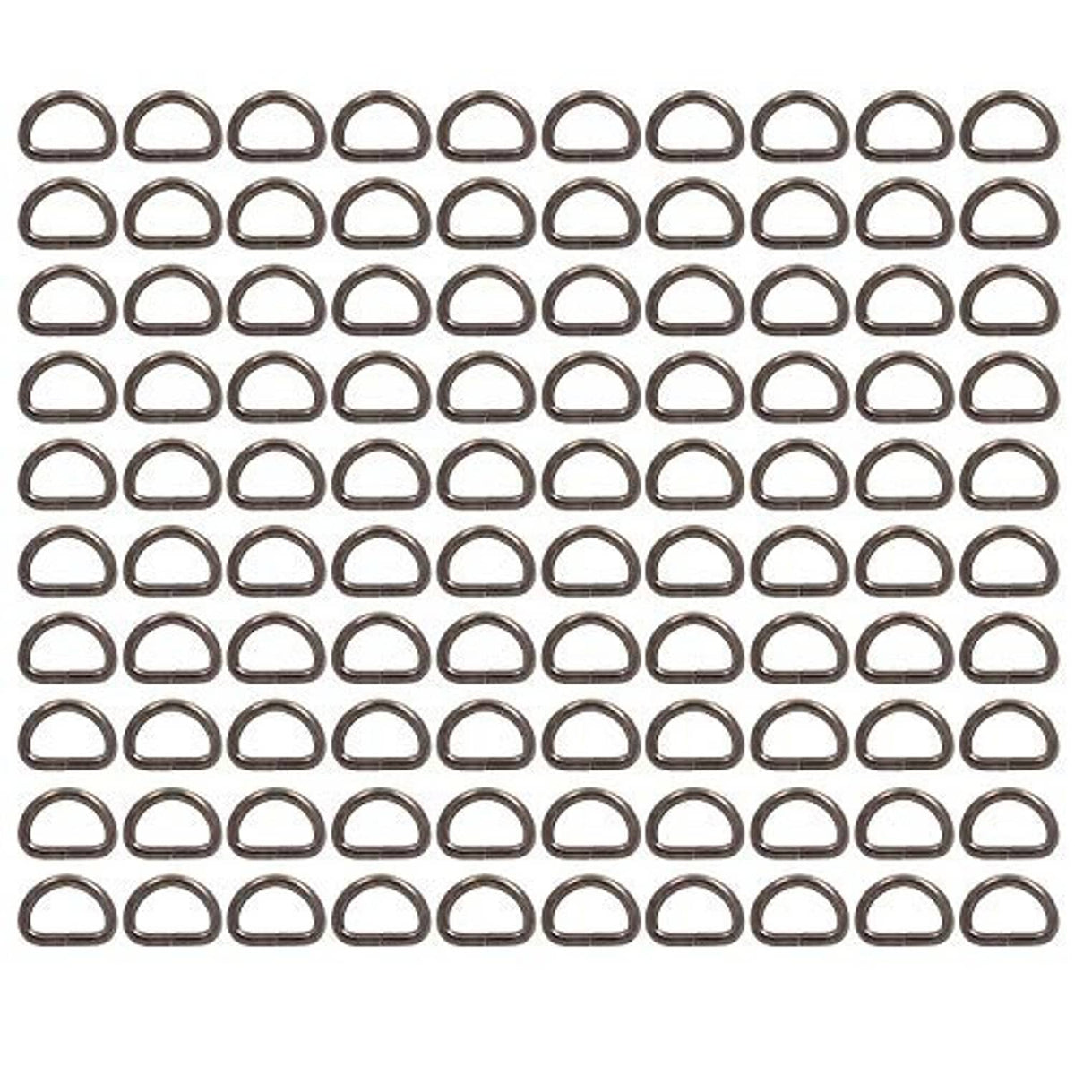Metal D-ring buckle for webbing, dark bronze tone, non-welded set of rings