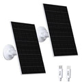 Solar panel charging kit: two black panels with white wall mounts and Micro/USB cables