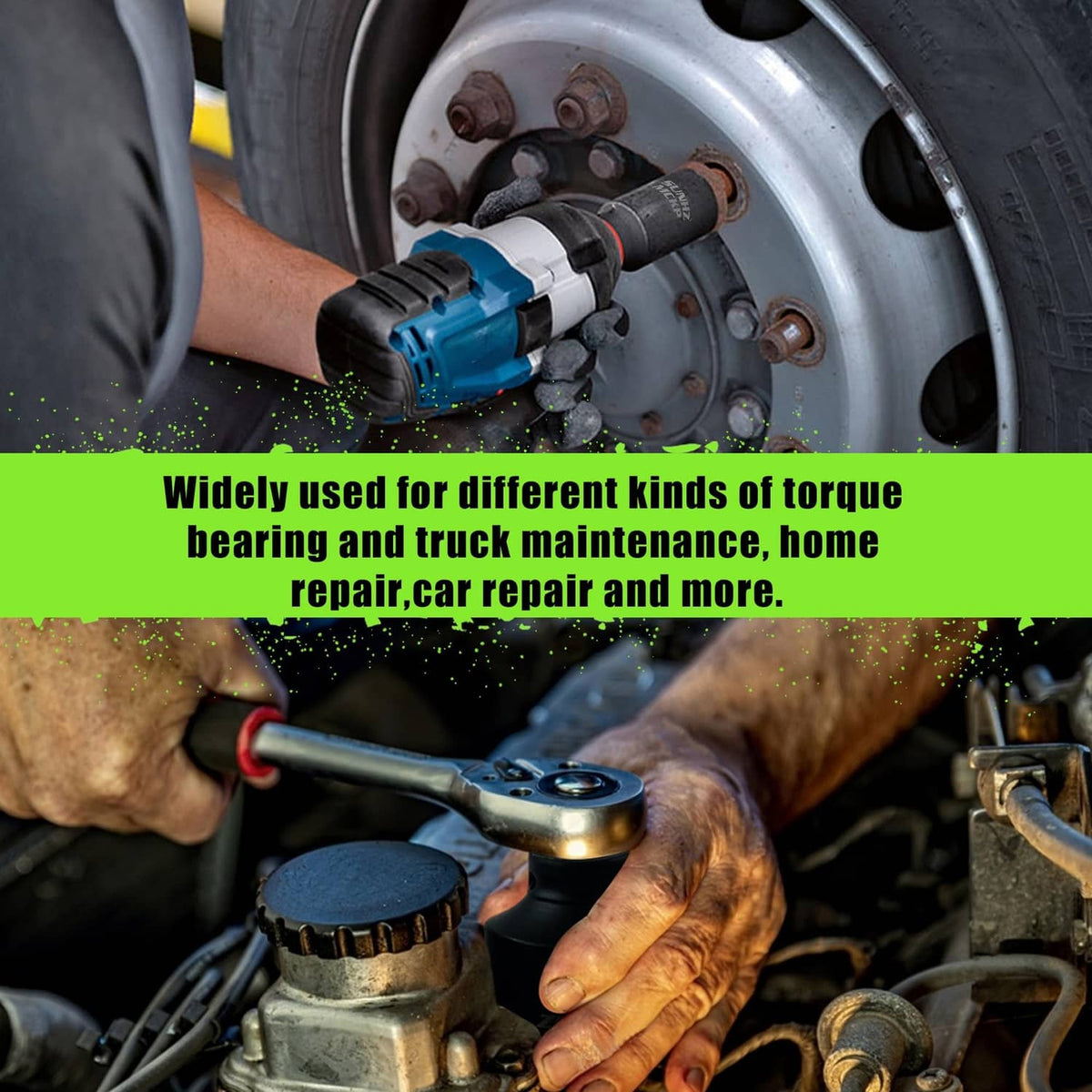 1/2-inch drive deep impact socket on lug nuts with an impact driver