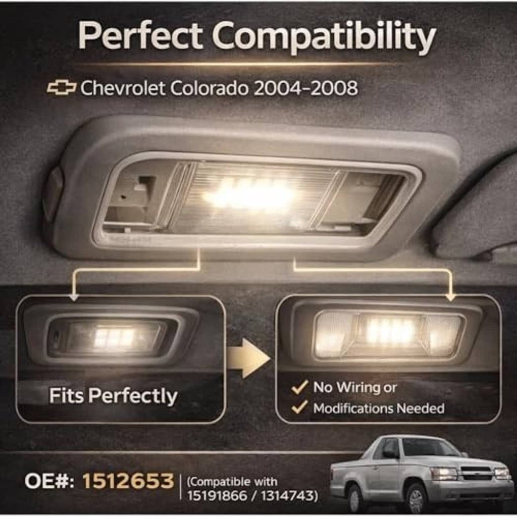 Car interior dome LED lamp glowing in gray housing with rectangular lens