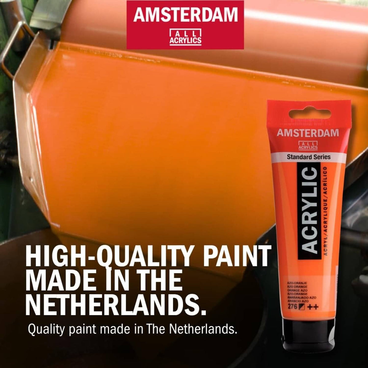 Amsterdam Standard Series acrylic paint tube in orange, 20 ml