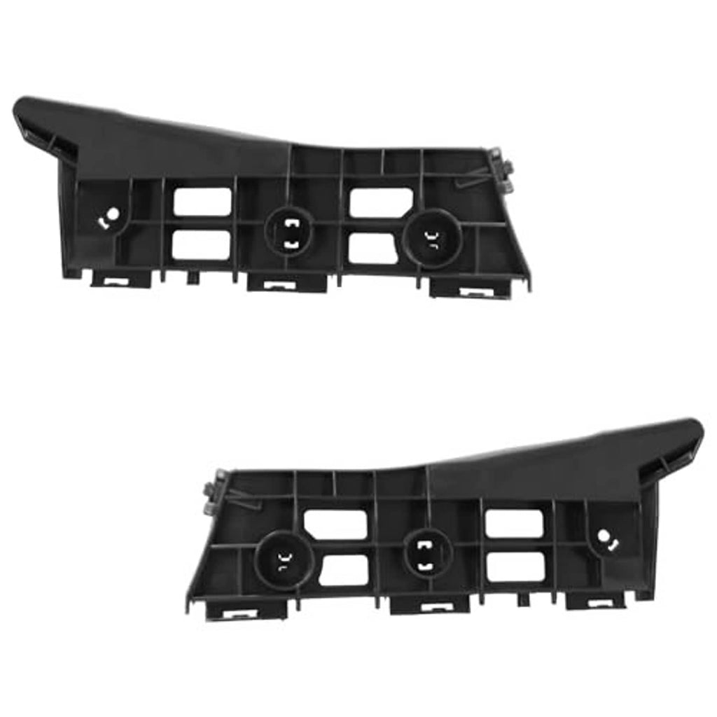 Pair of black plastic bumper bracket housings with bolt holes and cutouts