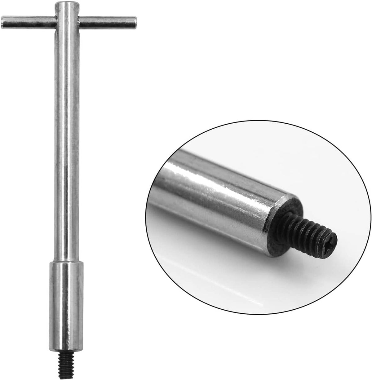 Chrome valve cover T-bar bolt with threaded end and cross support