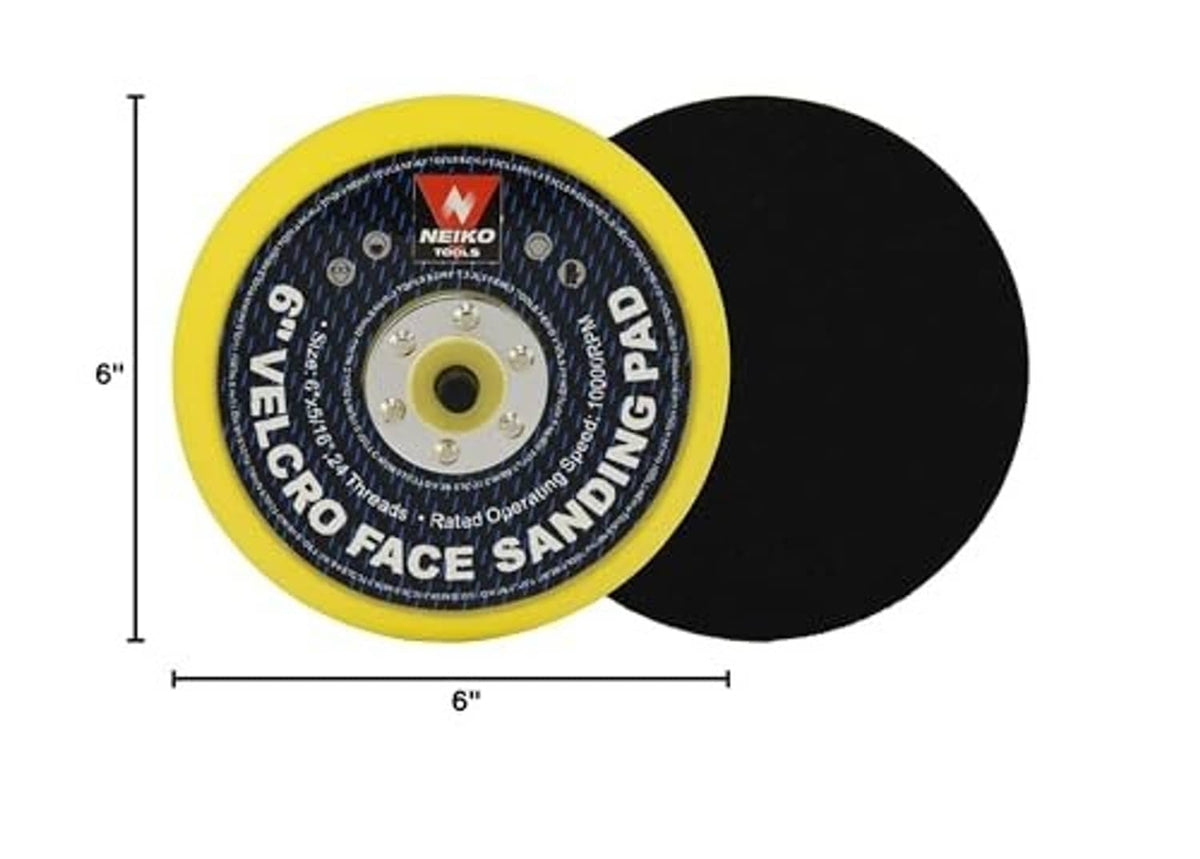 Hook-and-loop sanding disc set, 6 inch diameter with yellow backing and black face