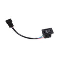 Black wiring harness with two plastic connectors and multicolor wire leads