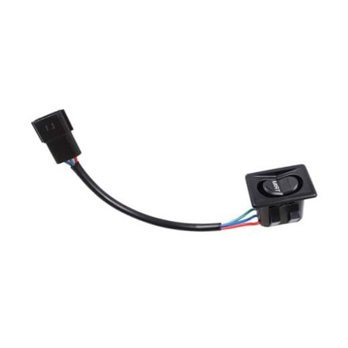 Black wiring harness with two plastic connectors and multicolor wire leads