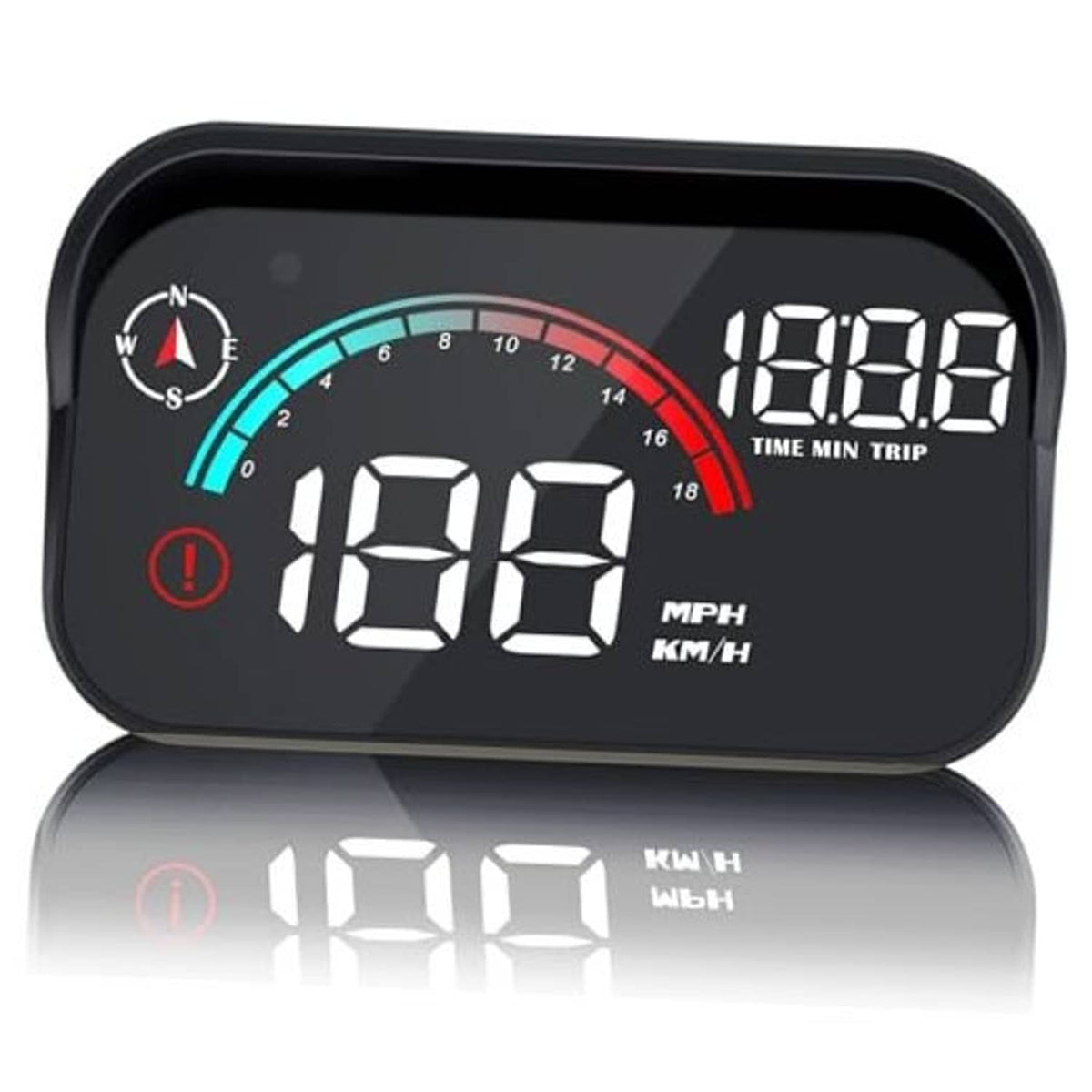 Black 3.5in GPS HUD speedometer with digital MPH/KM-H readout and arc gauge