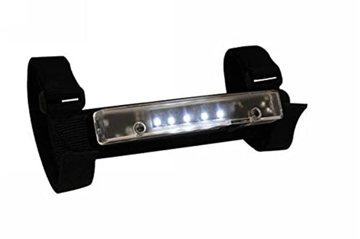 Black universal roll bar LED light mount with clear bar light and side mounting brackets