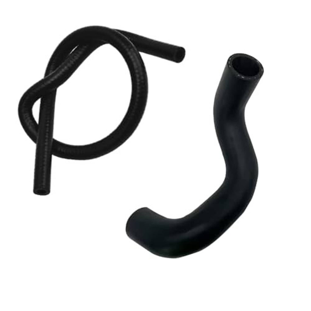 Black coolant hoses set with curved tubing and flexible connector hose