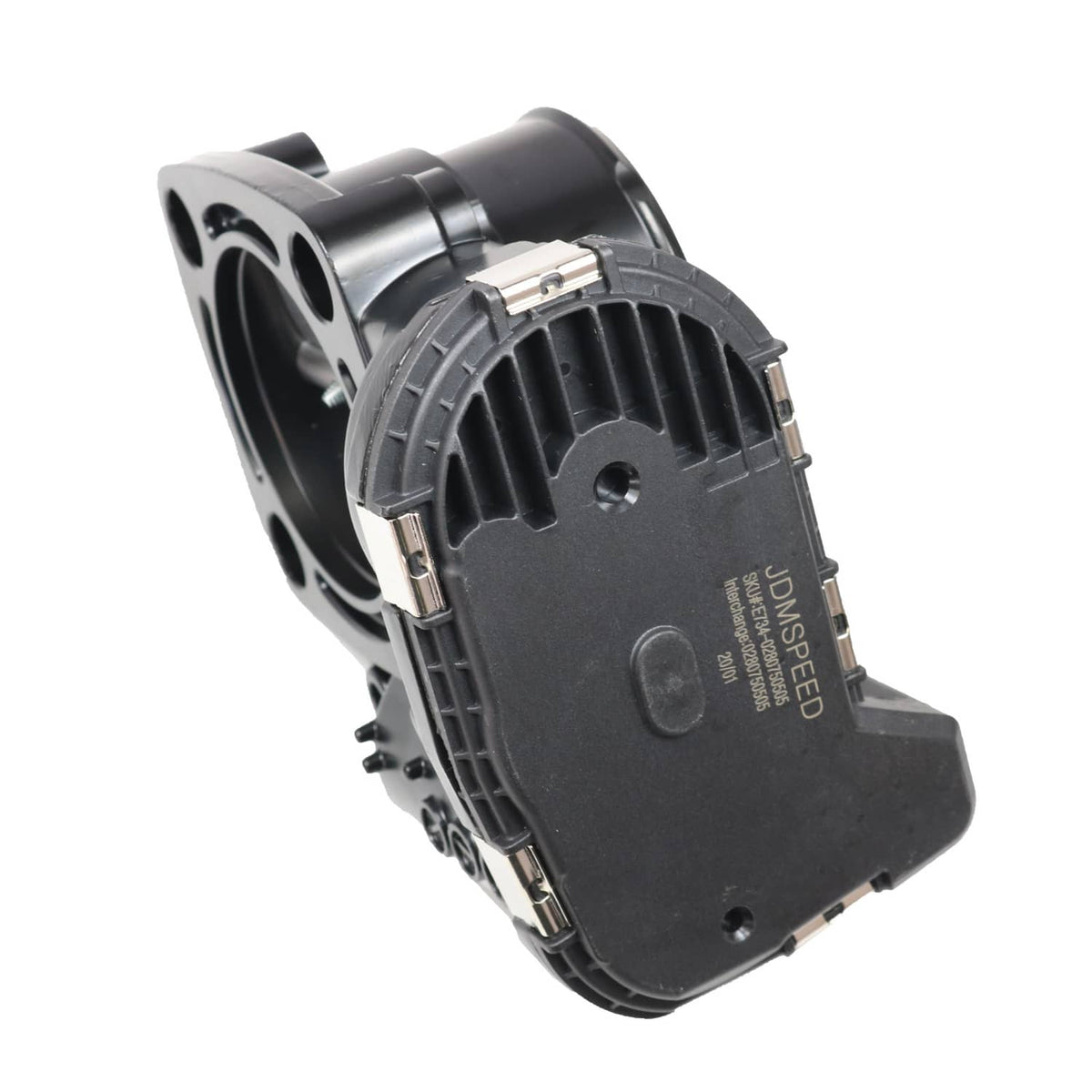 Throttle body side view with black housing and wiring connector
