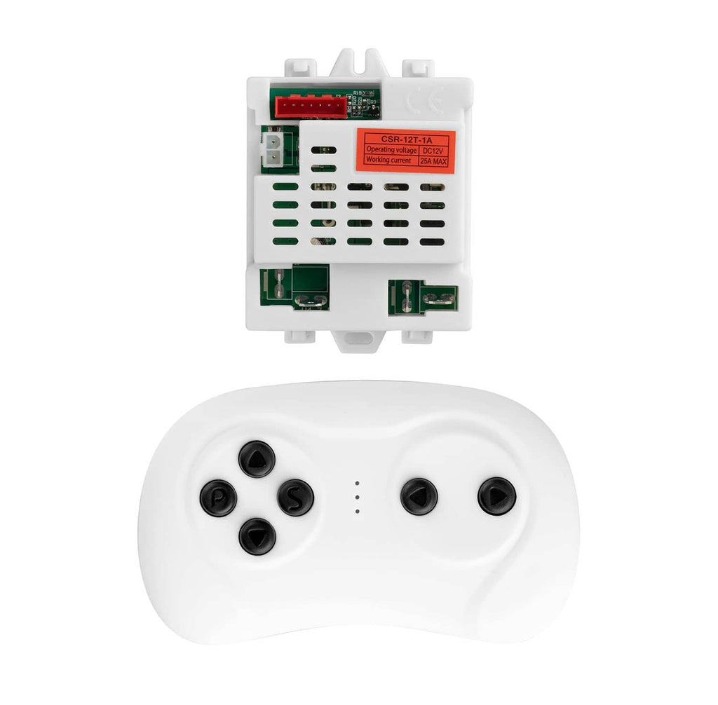 Kids remote control handset, white with six black button caps and central dot