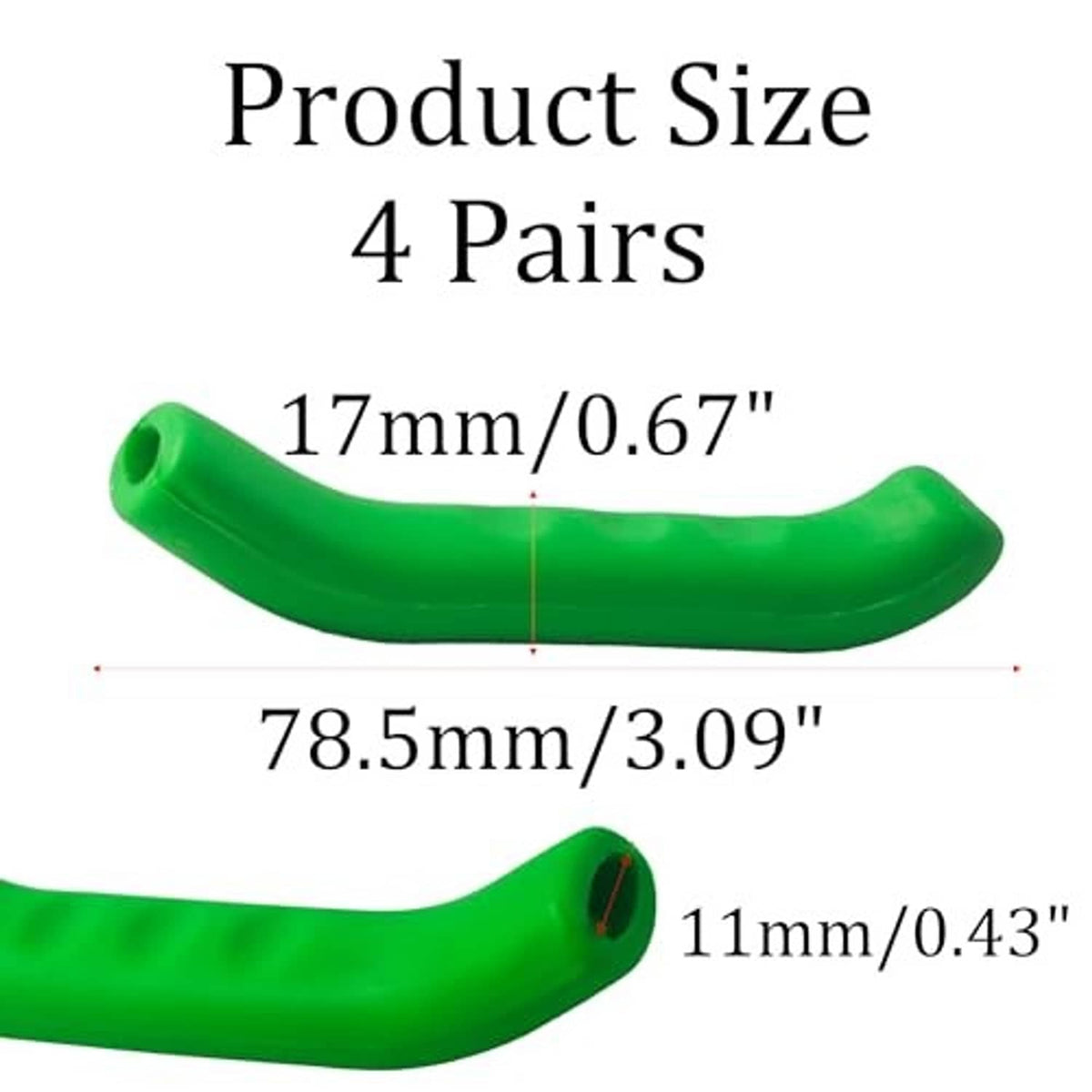 Green silicone brake lever grip cover, curved U-shaped profile
