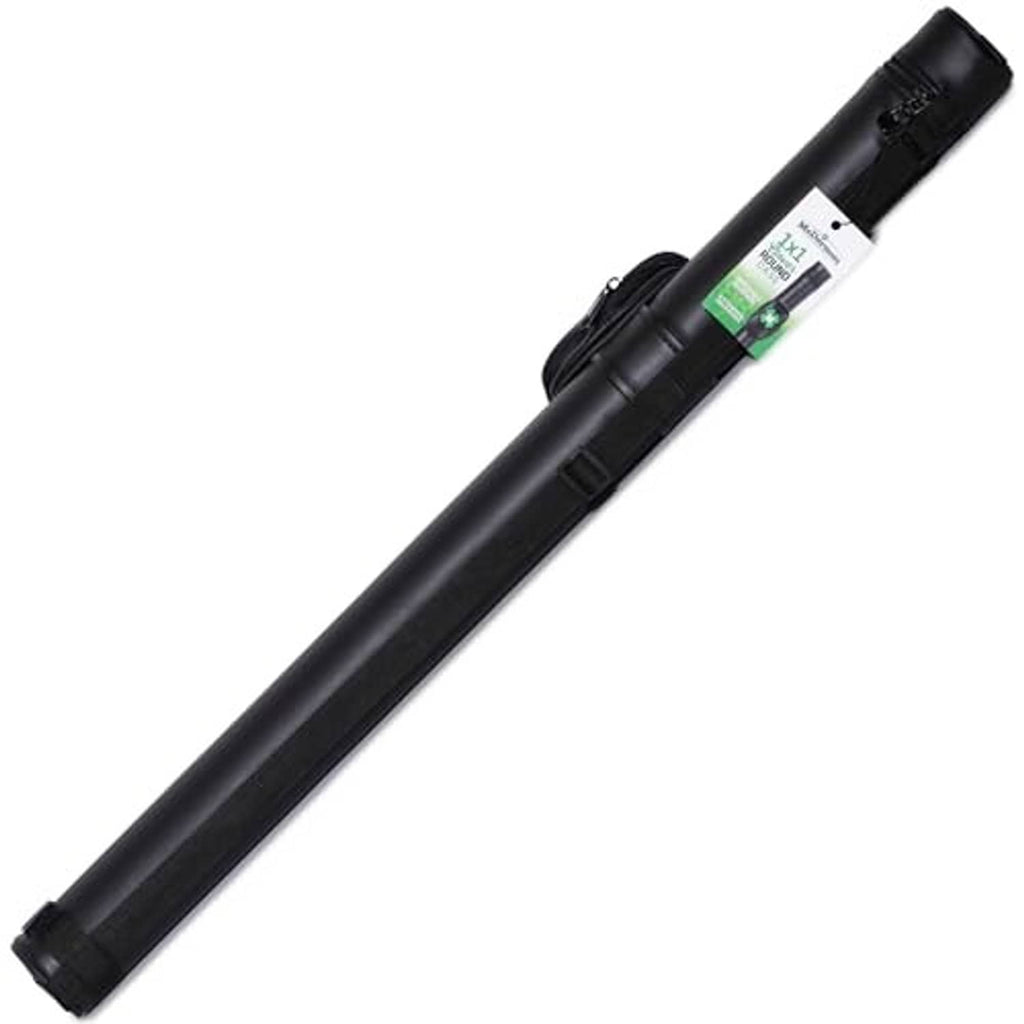 Black vinyl cue case with zipper pocket and green clover emblem