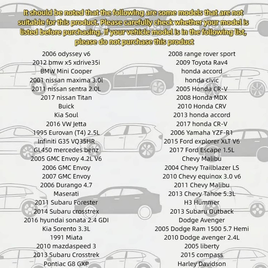 Vehicle compatibility list for camshaft position sensor