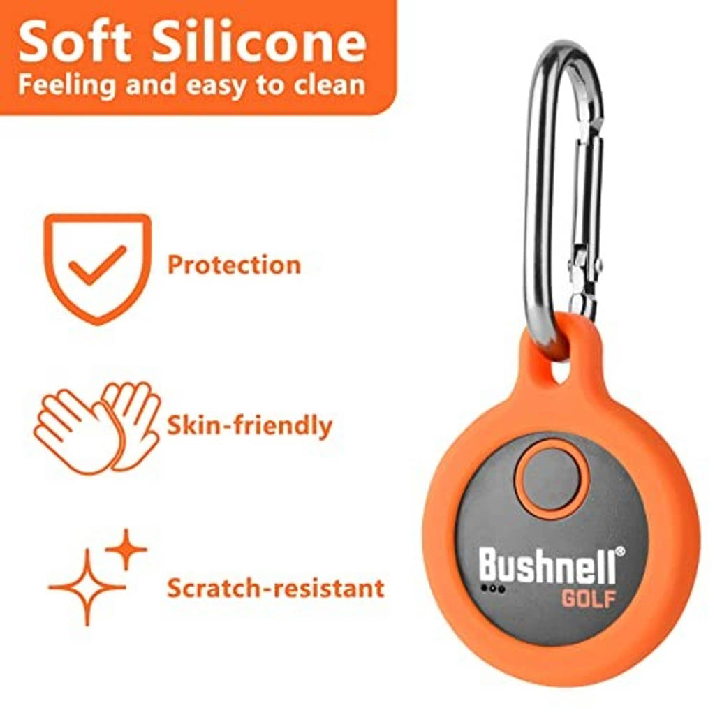 Orange and black silicone protective key fob case with ring and carabiner