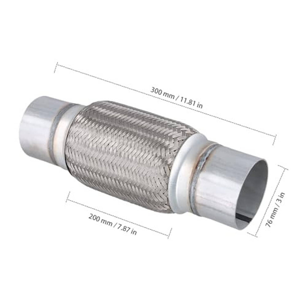 Stainless steel exhaust flex pipe, double-braided weave with two metal sleeve ends