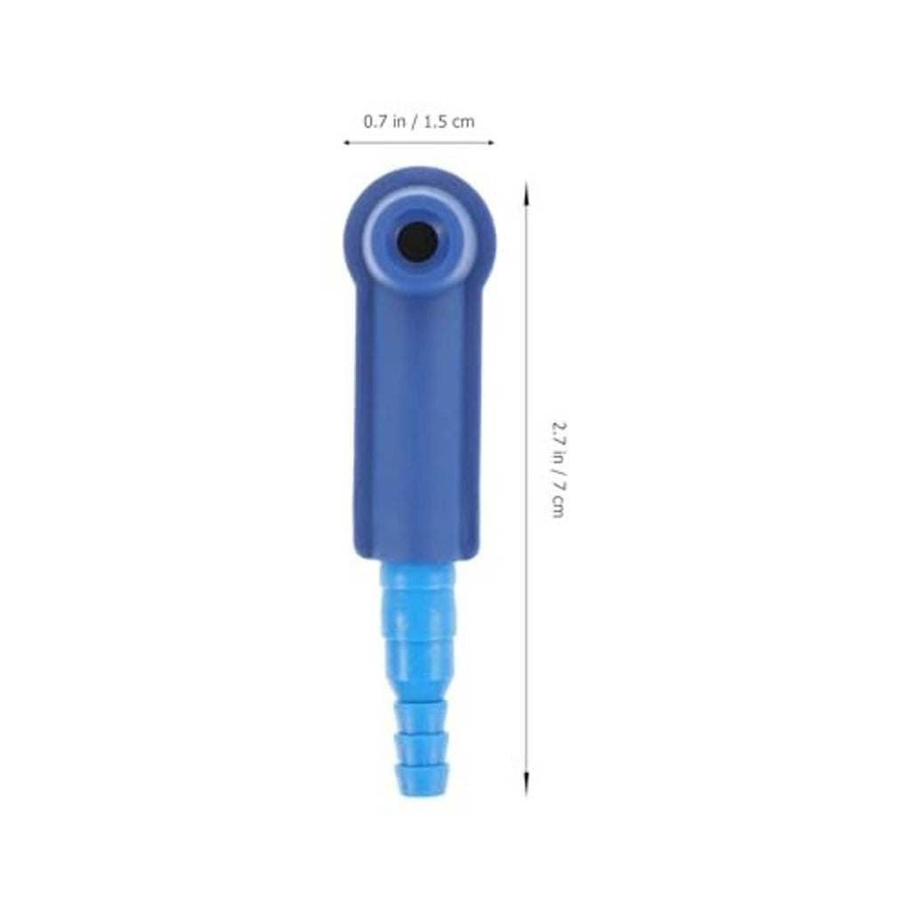 Single blue brake tubing connector with circular port and barbed hose end, size shown