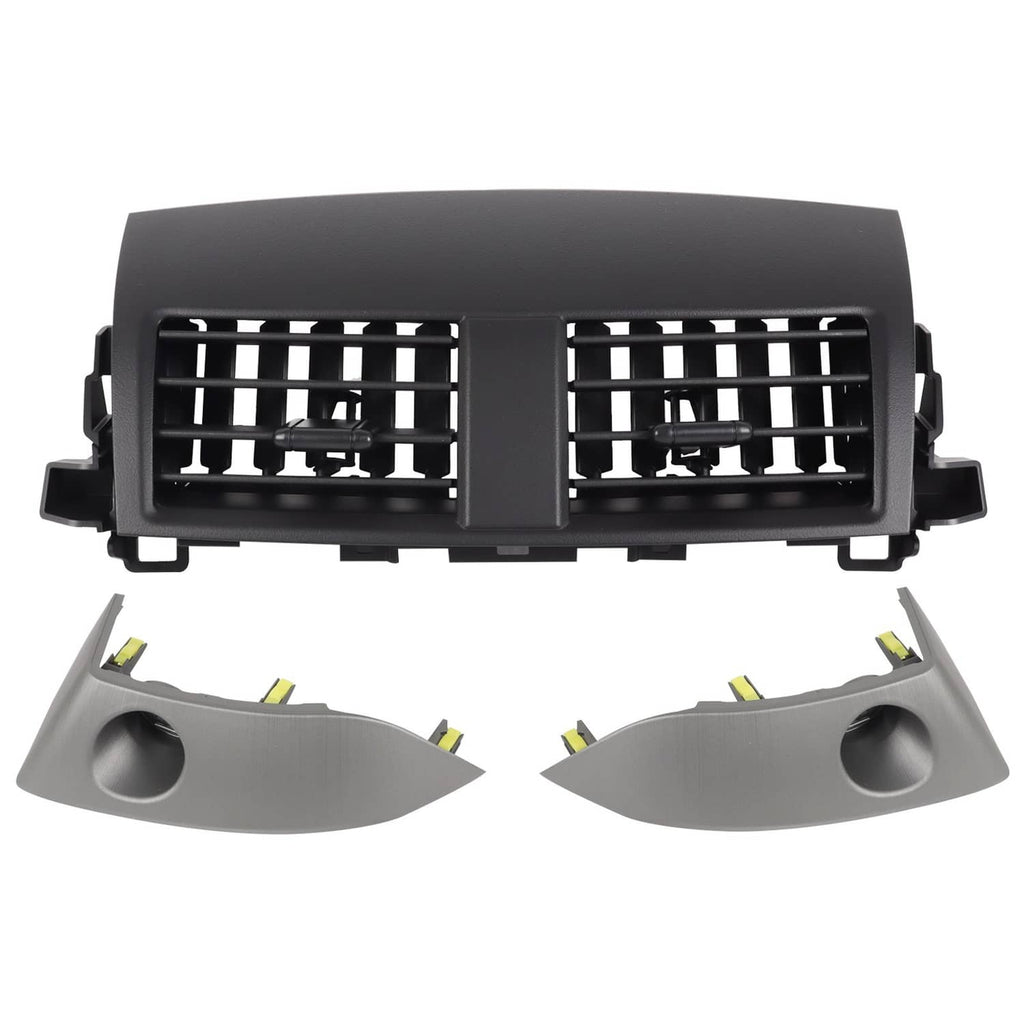 Center dash A/C air vent trim cover, matte dark gray with twin grille openings