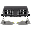 Center dash A/C air vent trim cover, matte dark gray with twin grille openings