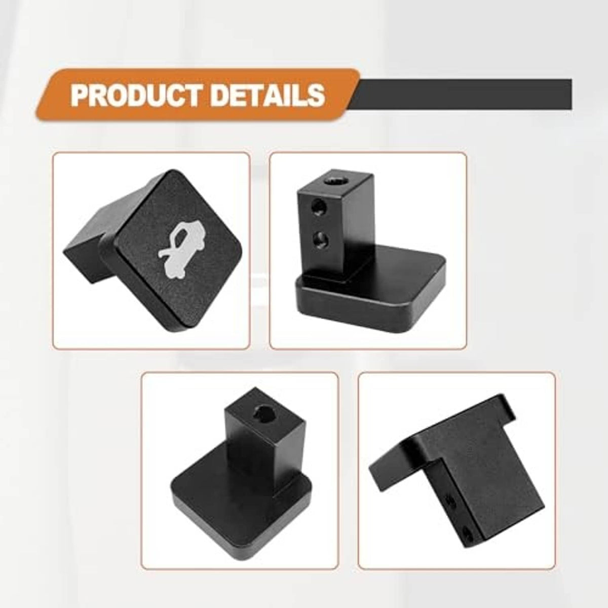 Black hood latch release handle bracket with mounting holes, shown from multiple angles.