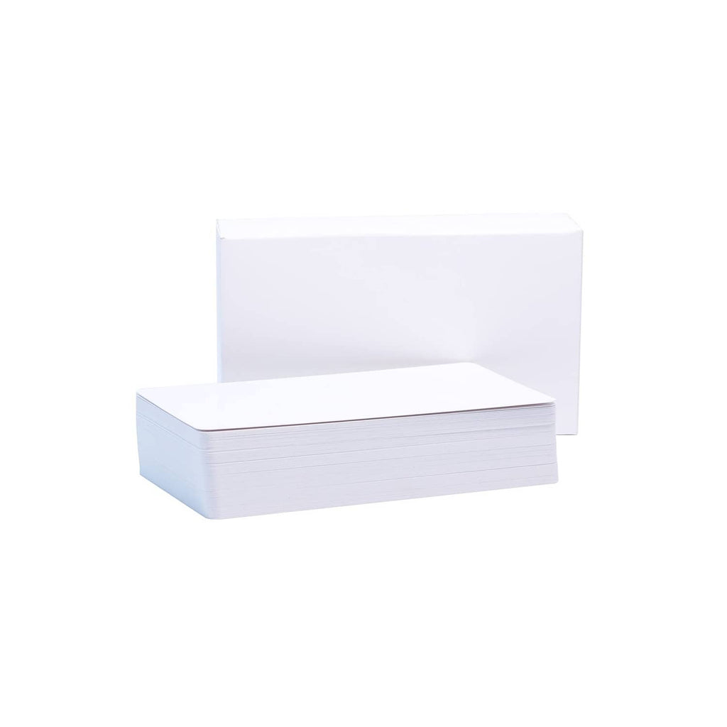 White blank tarot card deck with boxed stack of 80 cards, rectangular shape