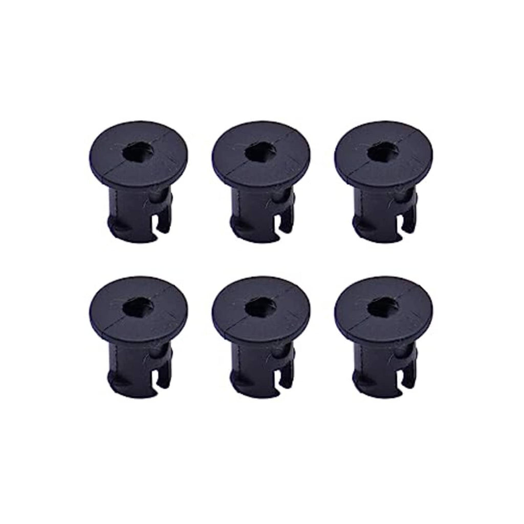 6-pack black plastic throttle linkage retaining bushings, flat top with center hole