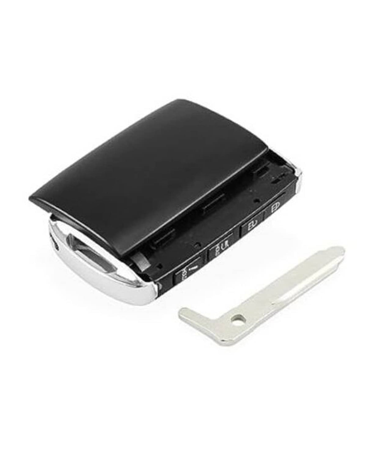 Black remote key fob case shell with chrome edge and metal key blade