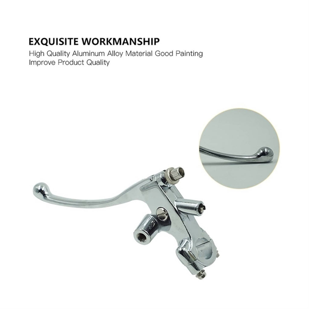 Chrome motorcycle left clutch lever perch assembly with pivot and adjustment bolt