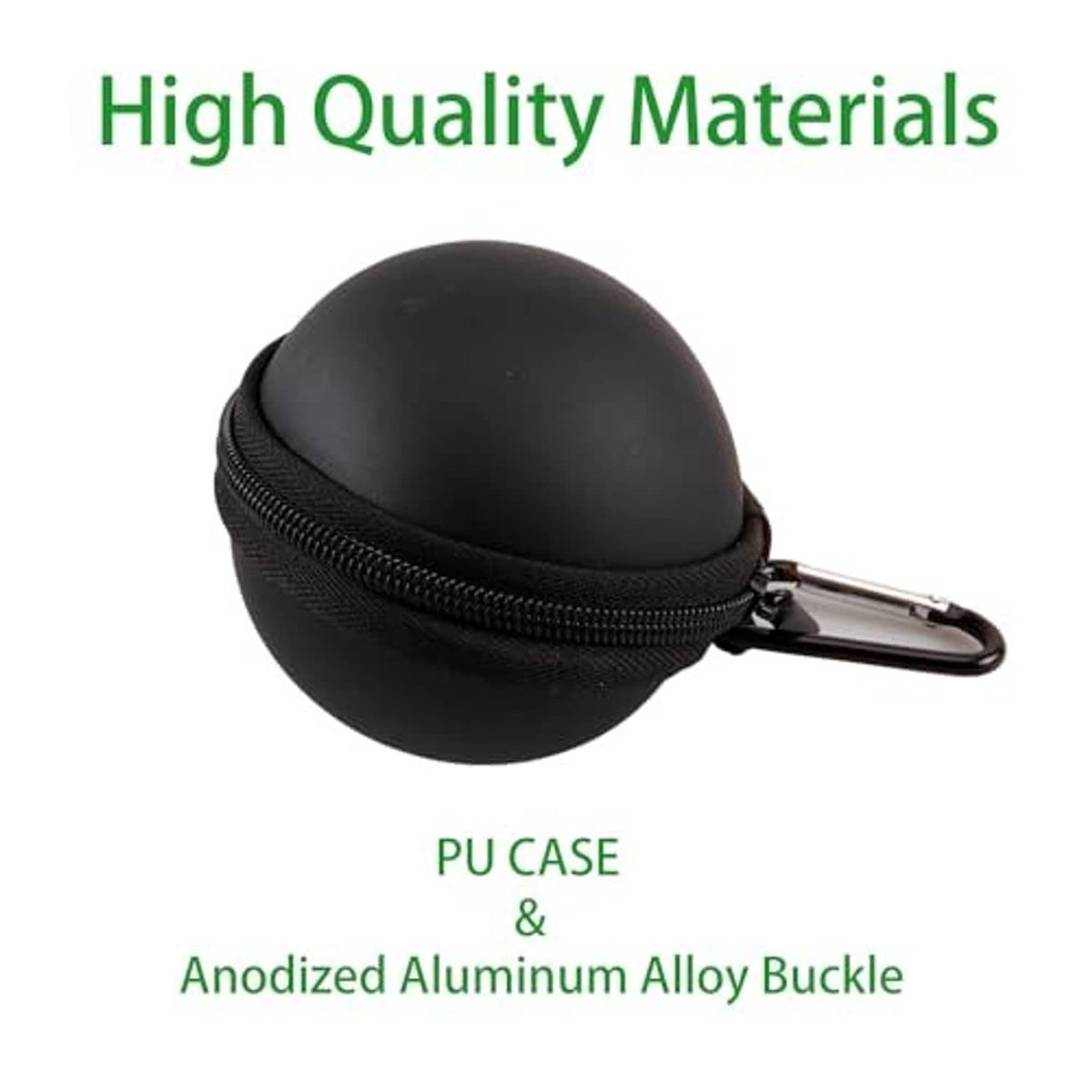 Black PU billiard ball case with metal buckle and zip closure