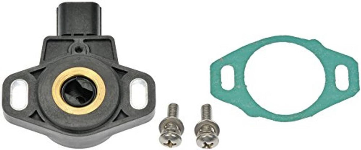 Throttle position sensor with round gold seal, green gasket, and two mounting screws