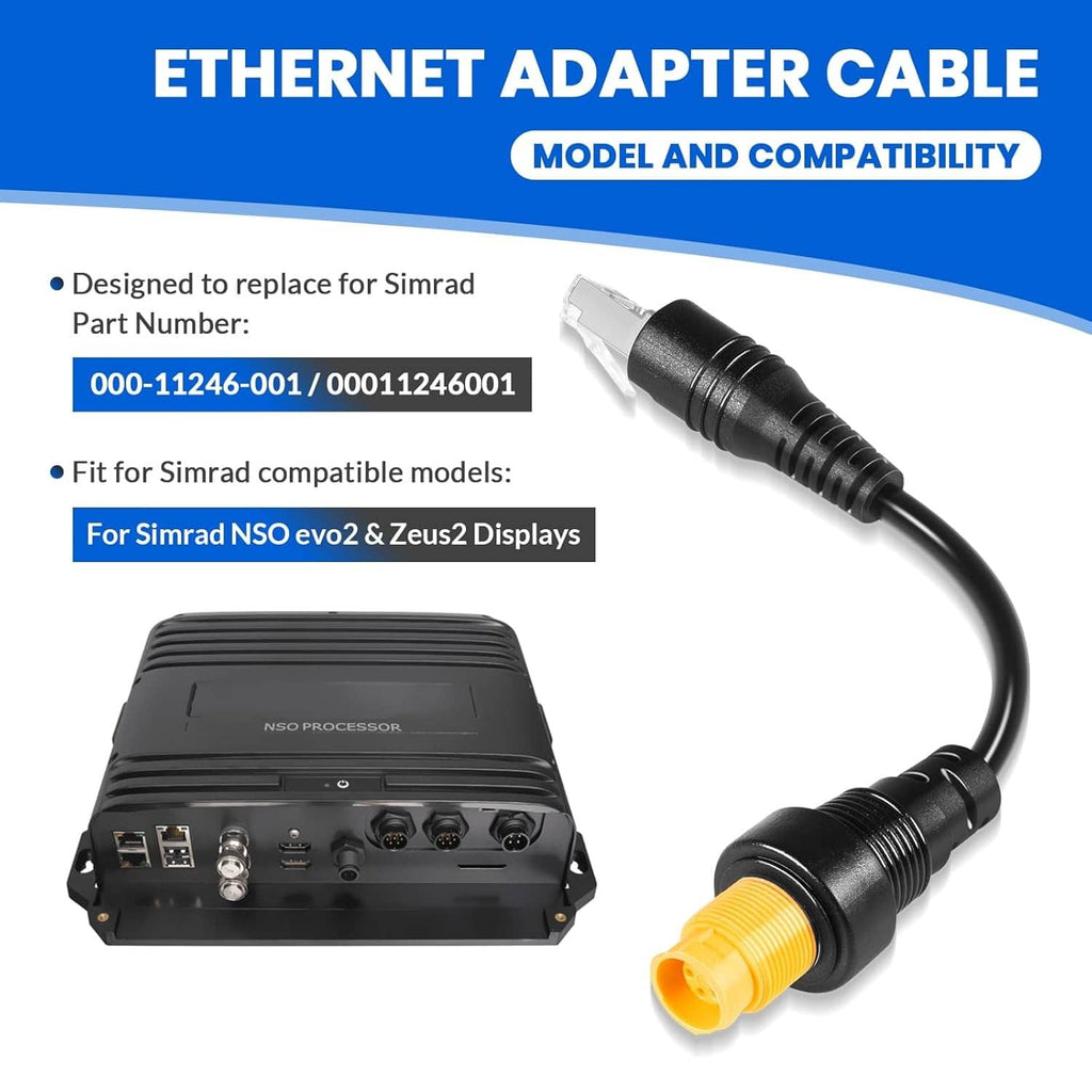 RJ45 to 5-pin Ethernet adapter cable with RJ45 plug and yellow 5-pin connector