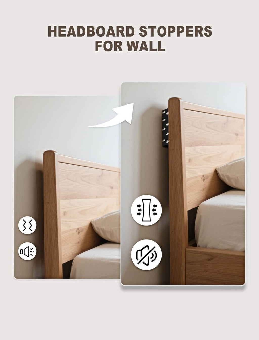 Black headboard stopper wall protectors with adhesive pads for bed corners