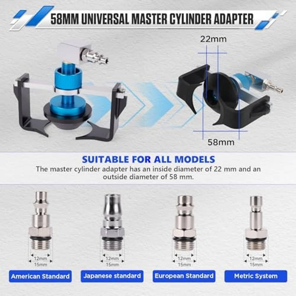 58mm universal master cylinder adapter bracket with blue cap and mounting fitting