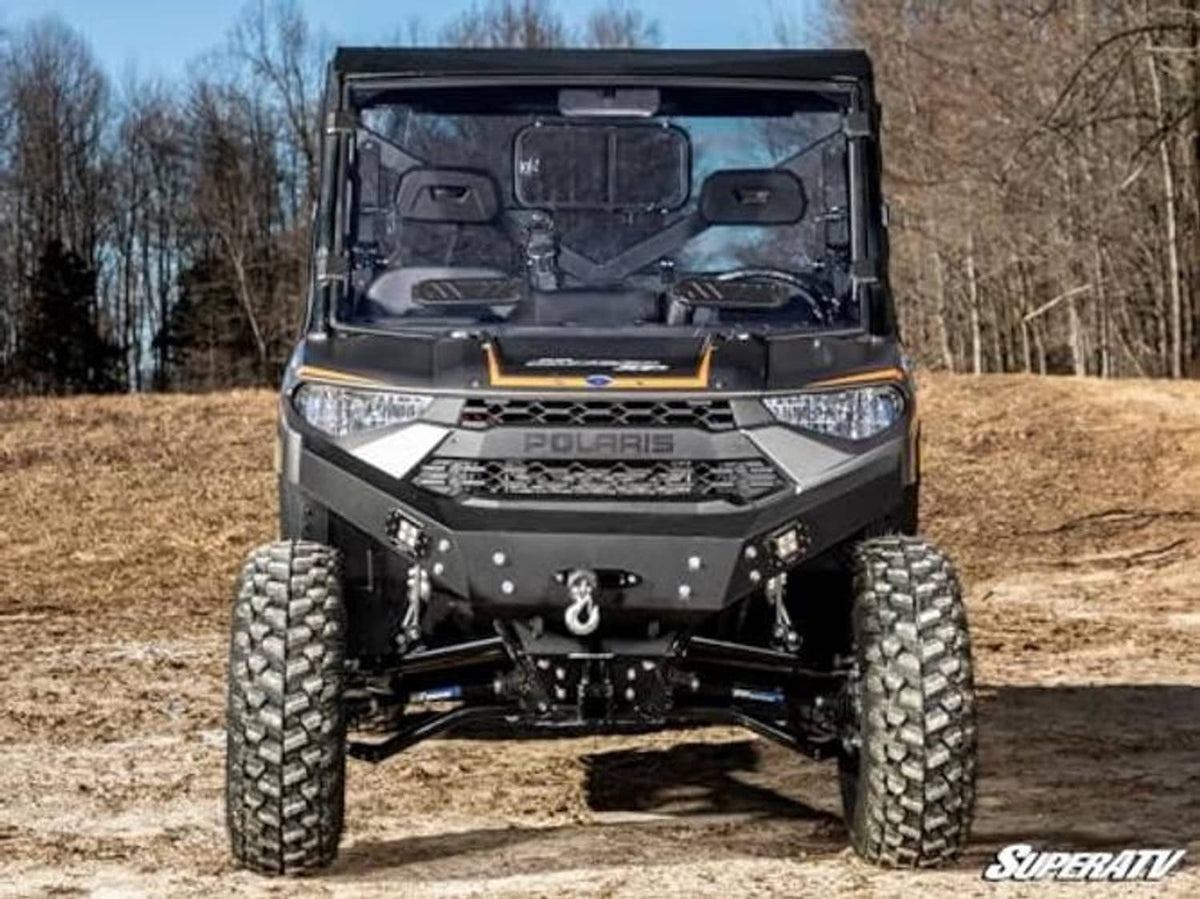 Ranger utility vehicle with preinstalled vented full windshield and black frame