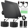 Black solar panel kit with mounting base, cables, and two ring light charger modules