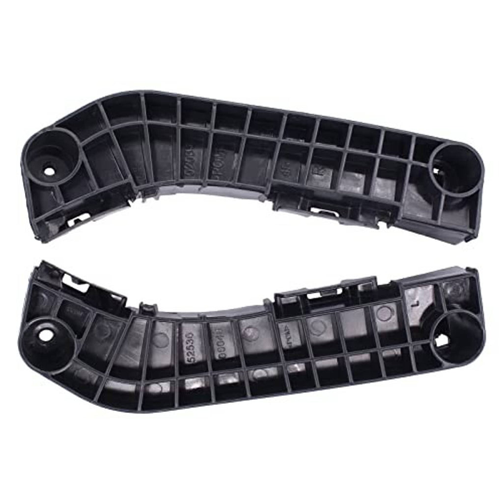 Black plastic curved bumper bracket retainer with grille ribs and two large mounting rings