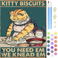 Cat paint-by-numbers kit box showing Kitty Biscuits cat illustration and color numbers