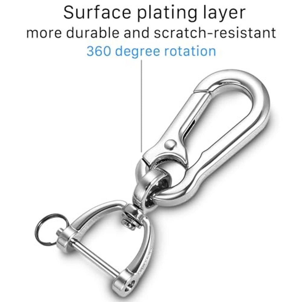 Metal keychain with carabiner clip and split rings for attaching a key fob case