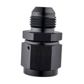 Black swivel flare expander adapter fitting, 10AN to 8AN, close-up front